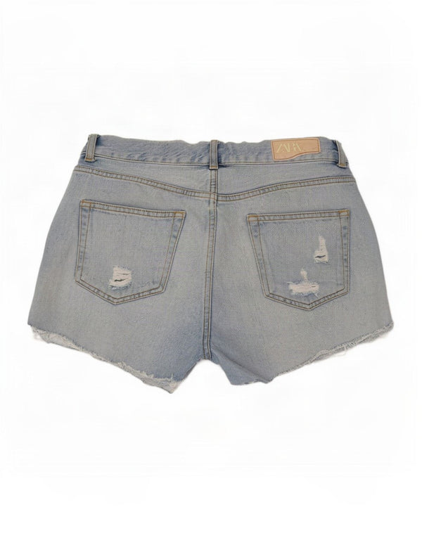 Pantaloni scurți din denim învechit pentru femei Zara EU 38 Small W28 Blue