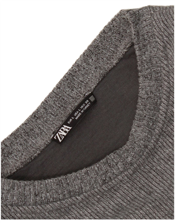 Crop Top pentru femei Zara cu mânecă lungă UK 16 mare gri