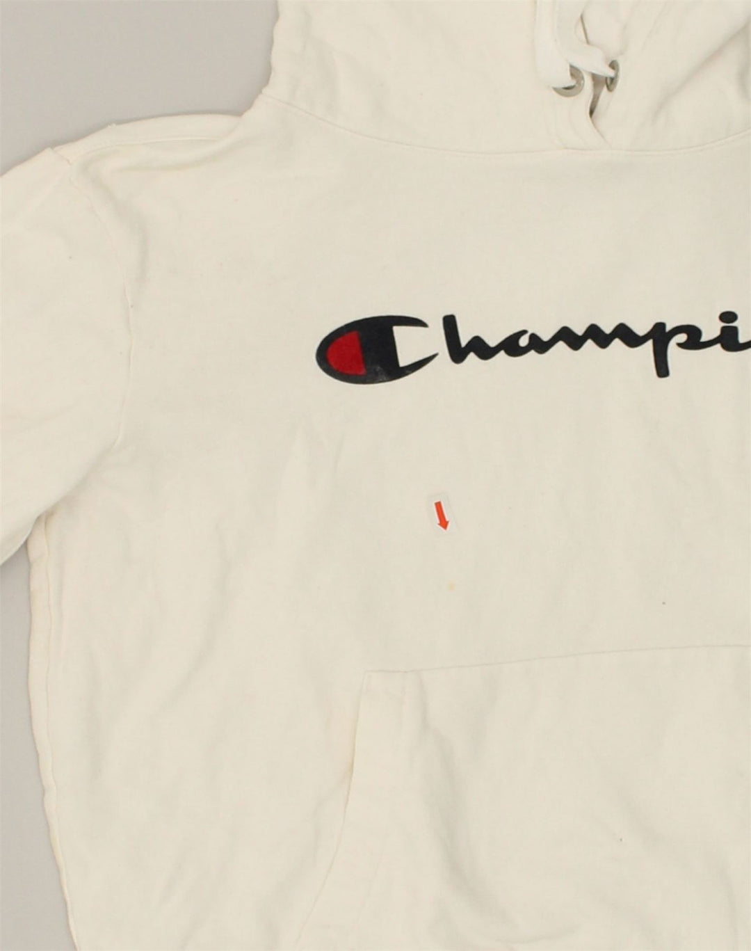 CHAMPION Womens Graphic Hoodie Jumper XS White Cotton | Vintage Champion | Thrift | Second-Hand Champion | Used Clothing | Messina Hembry 