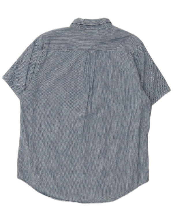 Cămașă Superdry pentru bărbați, cu mânecă scurtă, cu formă normală, 2XL, bumbac cu dungi albastre