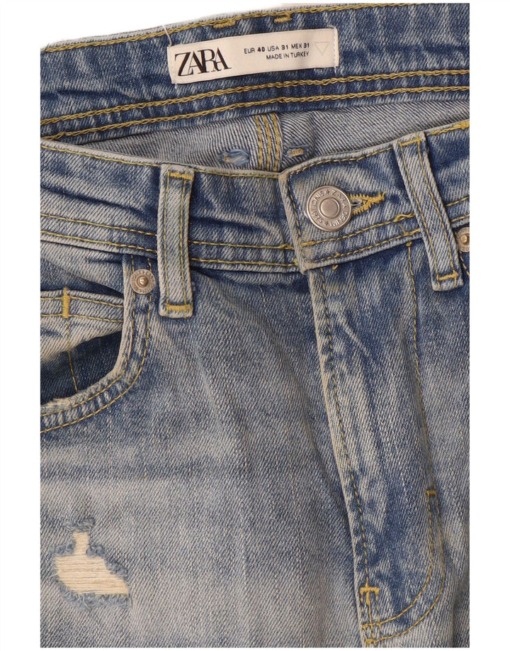 Blugi Distressed Straight pentru bărbați Zara EU 40 Medium L31 L28 Albastru