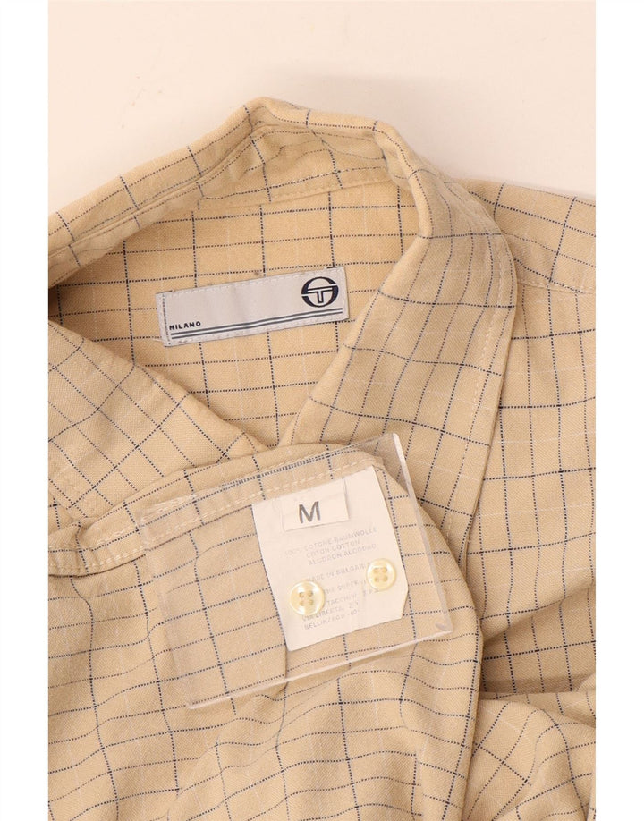 Cămașă pentru bărbați Sergio Tacchini, bumbac cu carouri, bej mediu
