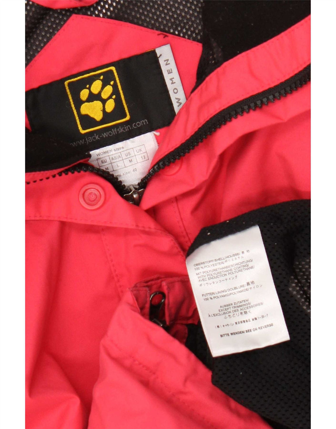 Jack Wolfskin Jachetă de ploaie cu glugă pentru femei UK 12 Poliester roz mediu