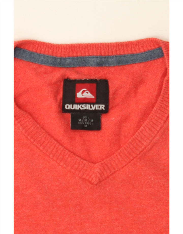 QUIKSILVER Mens V-Neck Jumper Sweater Medium Pink Vintage Quiksilver and Second-Hand Quiksilver from Messina Hembry 