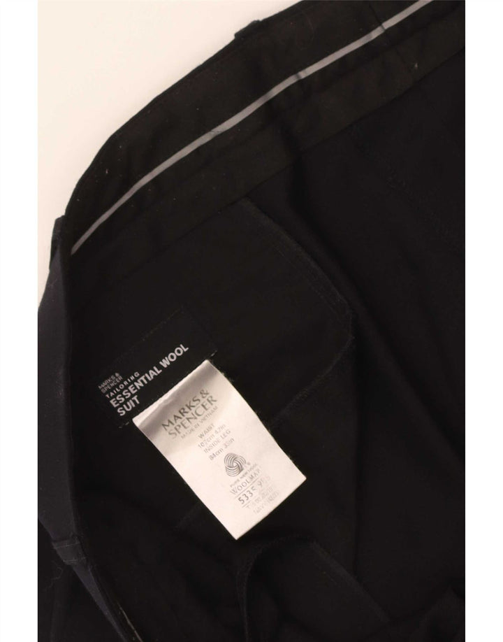 Marks & Spencer Pantaloni de costum drept bărbați L42 L33 Lână bleumarin