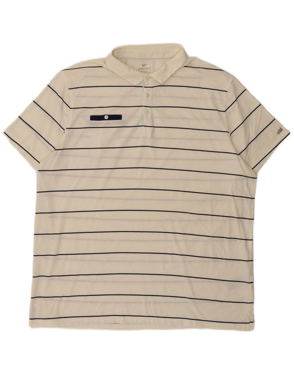 Tricou polo Nike pentru bărbați, cu formă regulată, 2XL, bumbac cu dungi albe