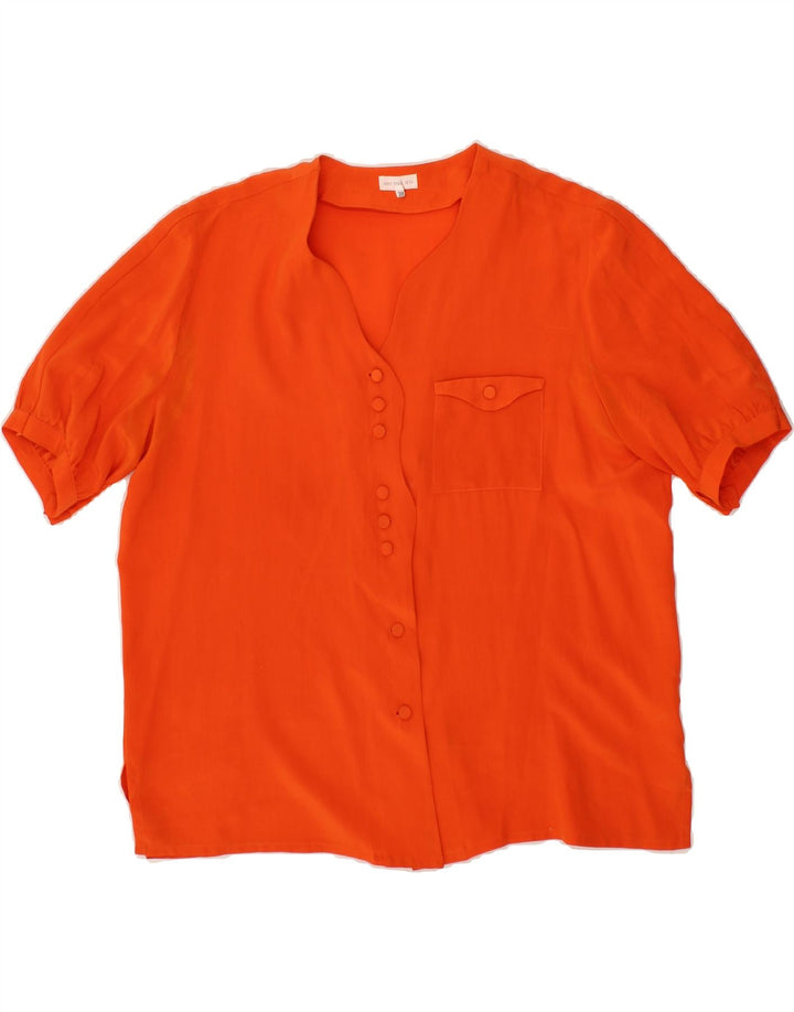VINTAGE Womens Short Sleeve Shirt Blouse EU 38 Medium Orange Silk Vintage Vintage and Second-Hand Vintage from Messina Hembry 