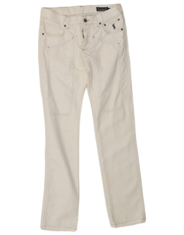 Blugi drepti pentru femei JECKERSON L30 L32 Bumbac alb