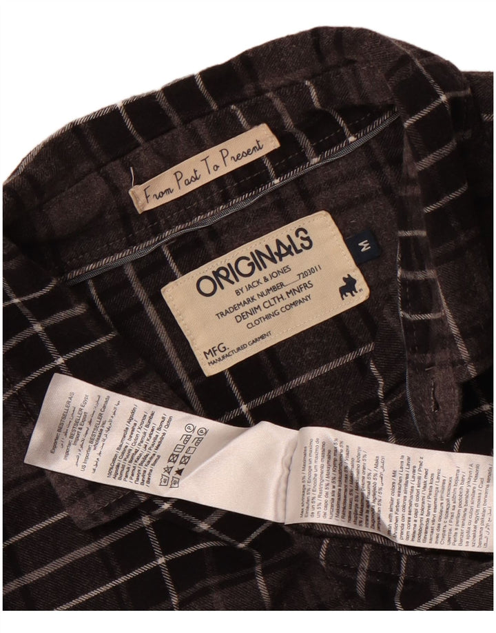 Cămașă Jack & Jones pentru bărbați, bumbac carouri, gri mediu