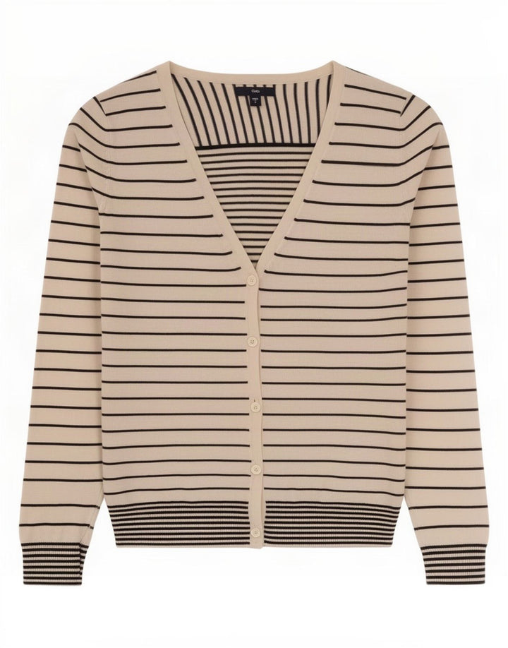 Pulover cardigan pentru femei Gap UK 12 Bumbac cu dungi albe medii