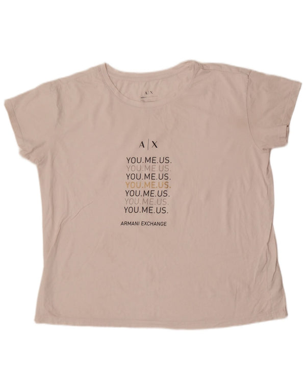 Tricou cu grafică Armani pentru femei, UK 18 XL, bumbac alb