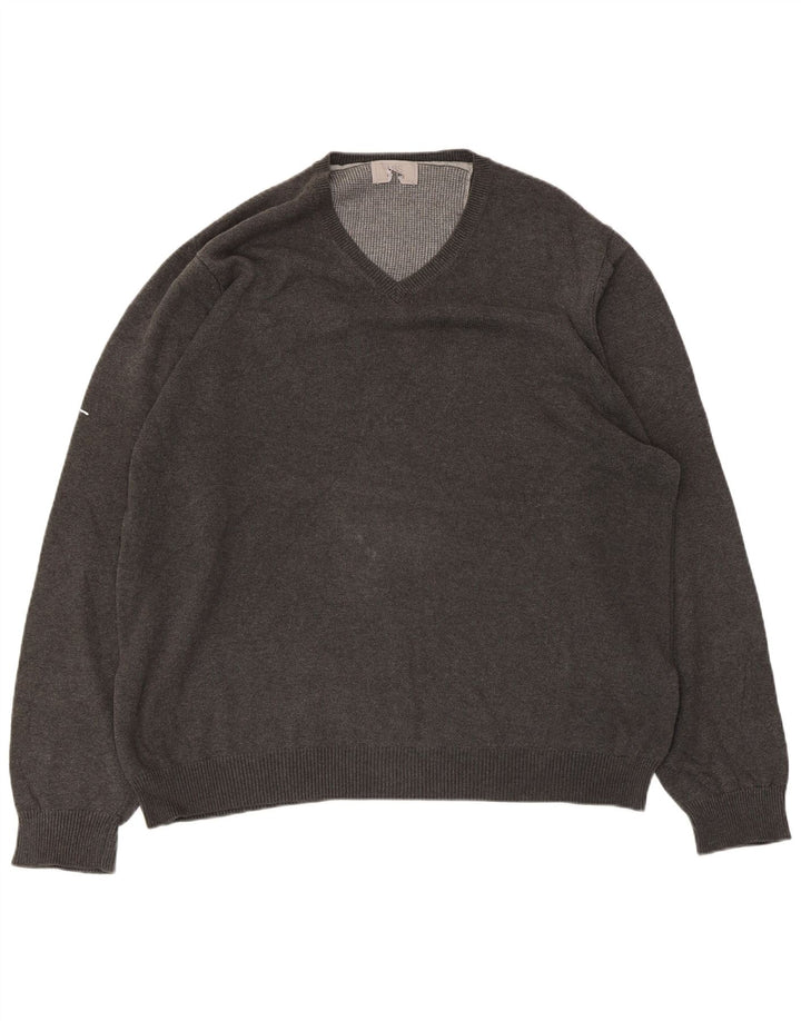 Pulover pentru bărbați Marks & Spencer, cu decolteu în V, XL, bumbac gri