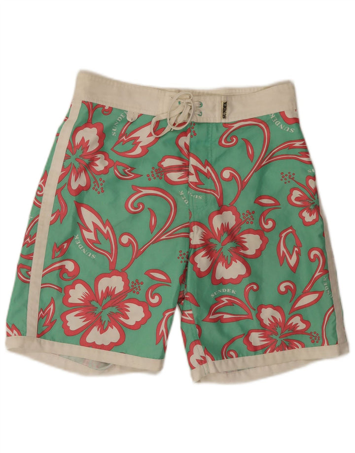 Sundek Pantaloni scurti de înot pentru bărbați, poliester, verde, floral