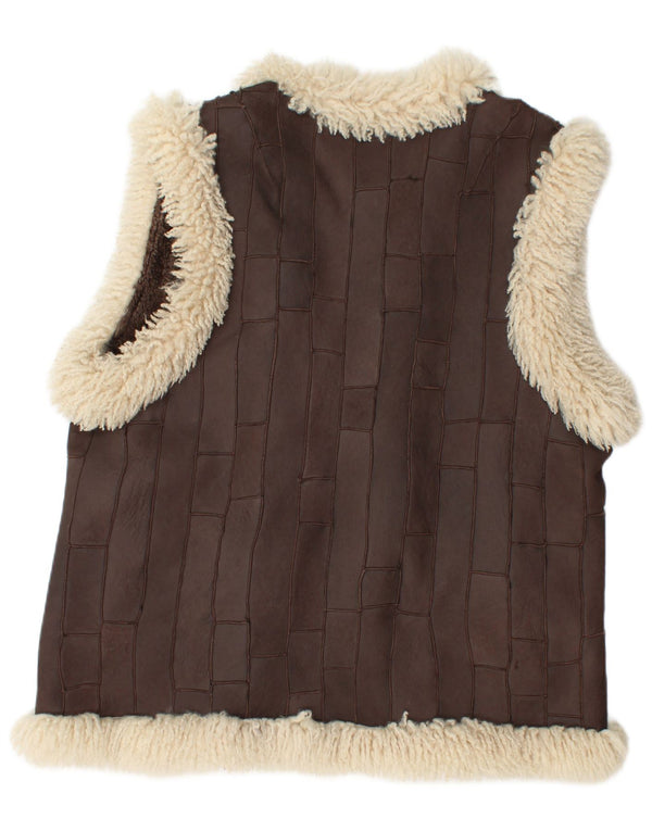 Gilet de damă vintage din piele Sherpa EU 46 XL maro