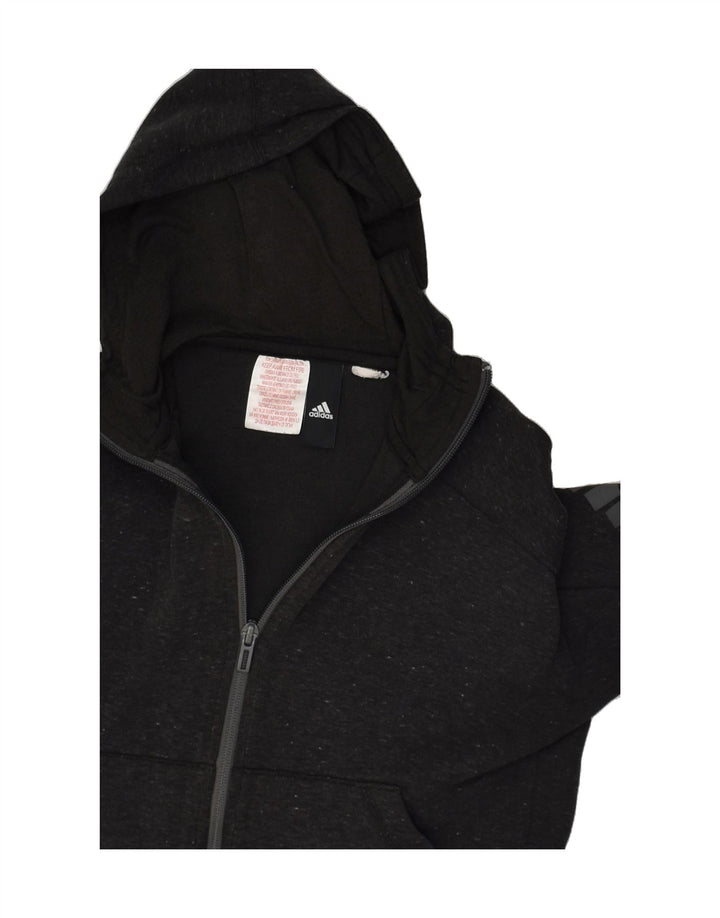 ADIDAS Boys Zip Hoodie Sweater 9-10 Years Black Flecked | Vintage Adidas | Thrift | Second-Hand Adidas | Used Clothing | Messina Hembry 