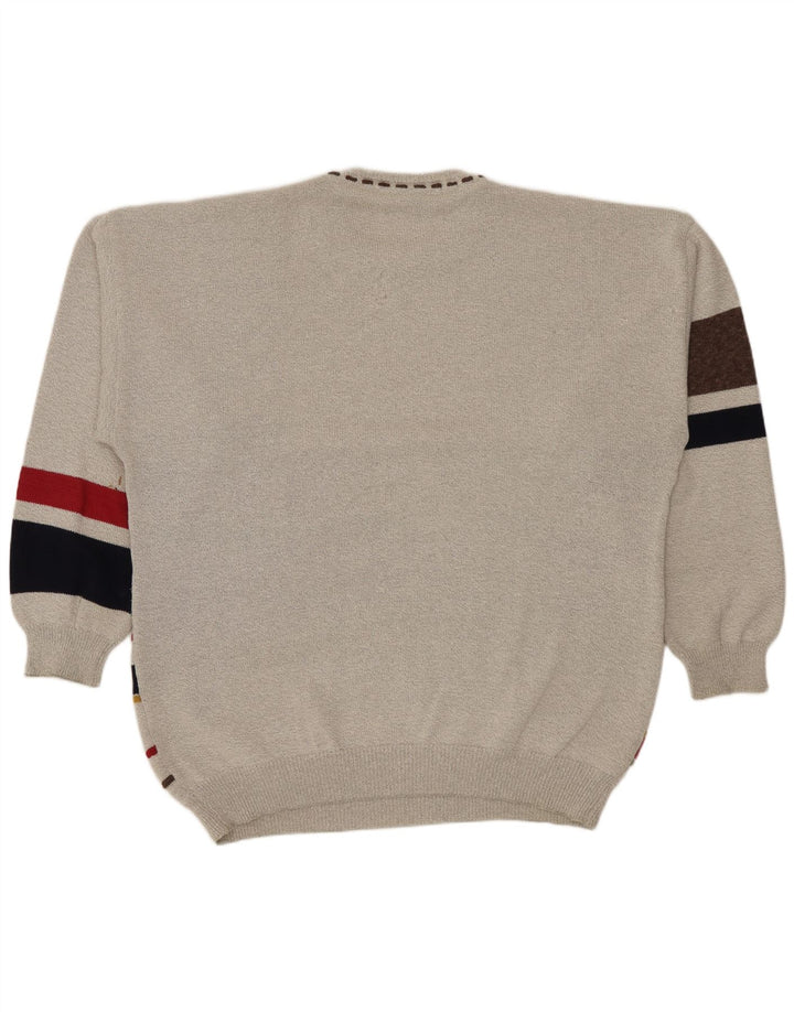 Pulover pentru bărbați Conte Massimo cu gât crew, bumbac geometric 2XL gri