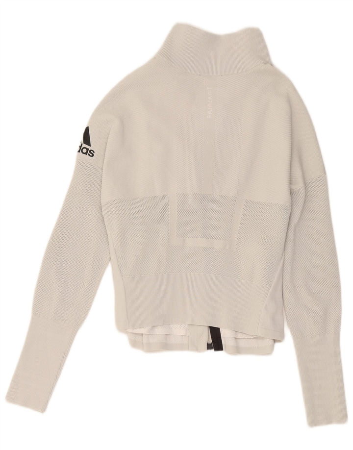 Jachetă de top pentru trening grafic Adidas pentru femei UK 8/10 Poliester alb mic