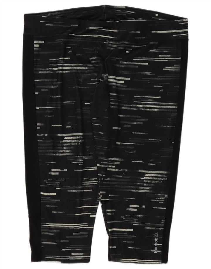 Leggings Capri pentru femei Reebok UK 24/26 2XL poliester cu dungi negre