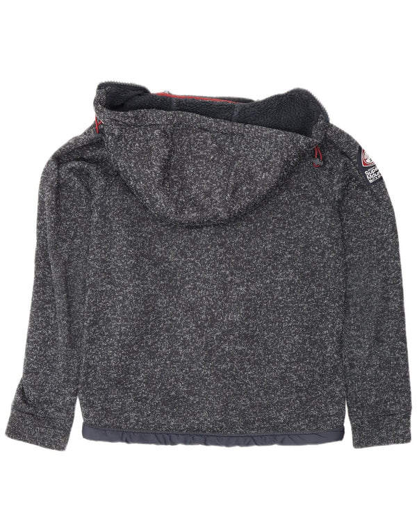 Pulover Superdry pentru bărbați, cu fermoar, cu capota, UK 14, mediu, bleumarin, poliester cu pături