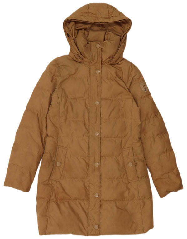 Tommy Hilfiger Womens Hooded Padded Coat UK 10 Small Brown Polyester
