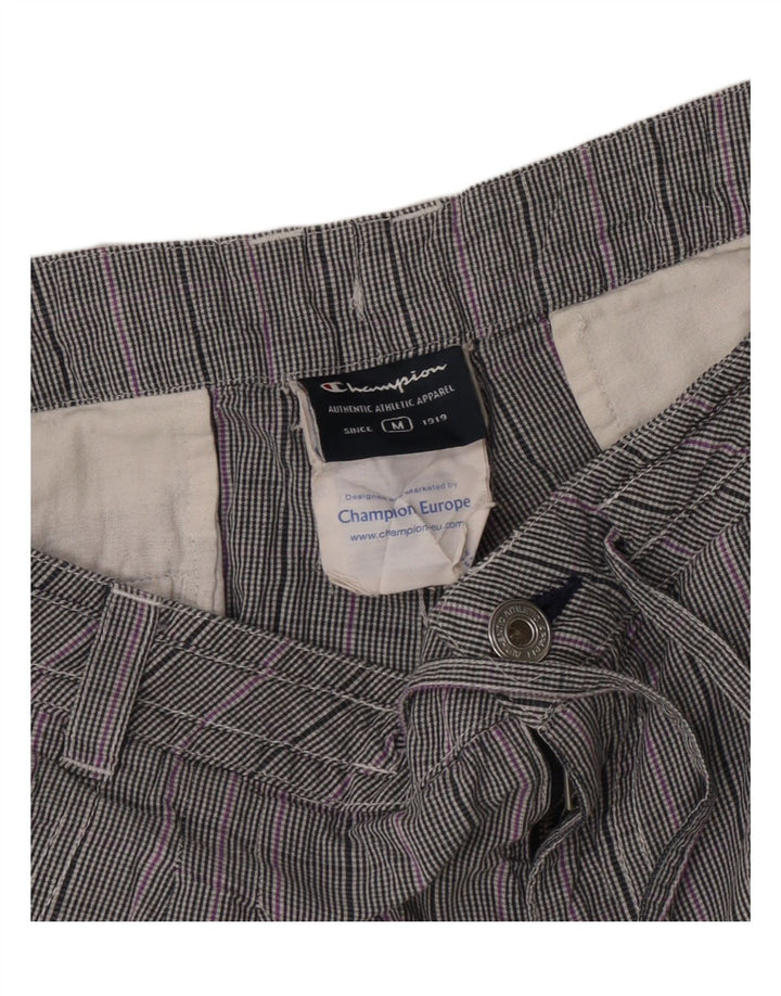 Pantaloni scurți casual Champion pentru femei, mediu W30, bumbac cu carouri gri