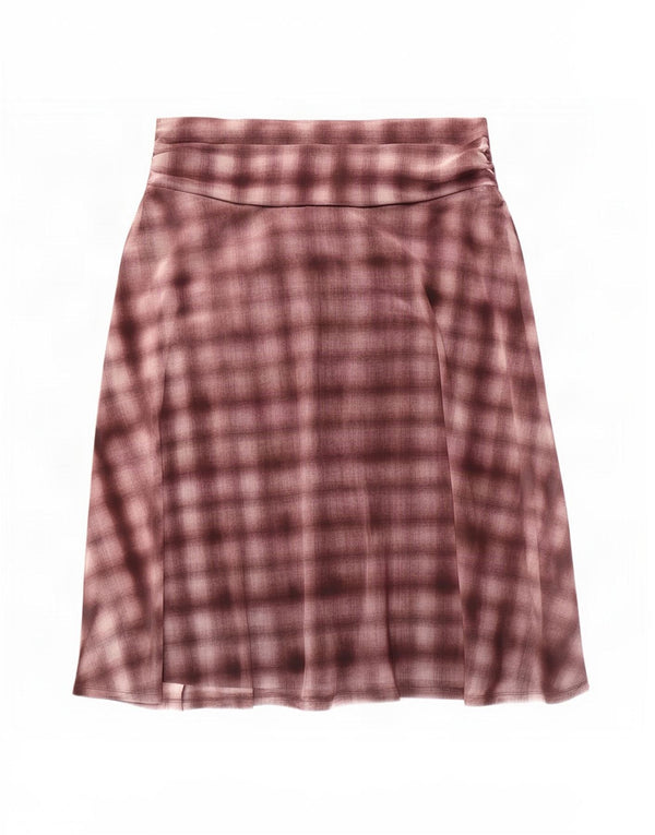 Fusta evazată pentru femei Marks & Spencer UK 18 XL W36 Burgundy Check Poliester
