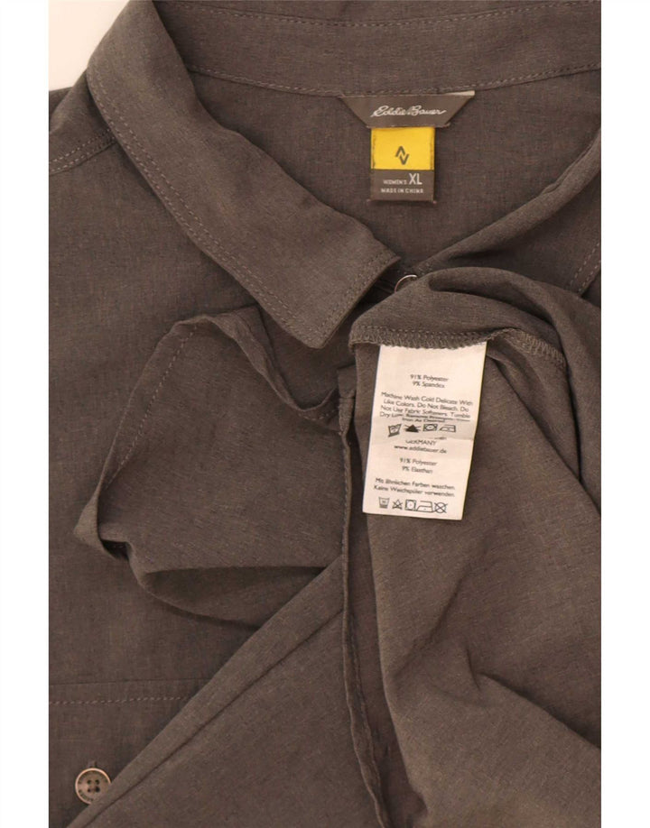 Rochie cămașă cu pulover fără mâneci pentru femei Eddie Bauer UK 18 XL poliester gri