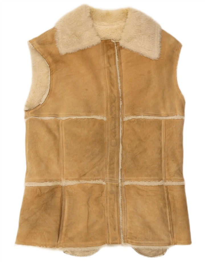 Gilet din shearling pentru femei Vintage IT 44 Medium Beige