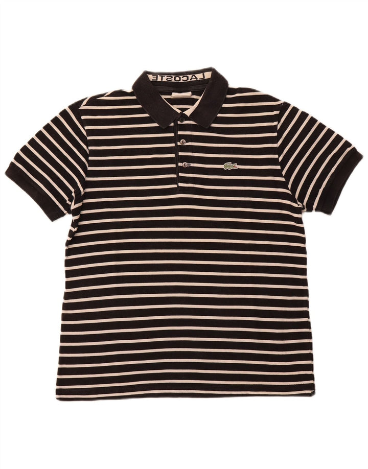 Tricou polo pentru bărbați LACOSTE Mărimea 6 XL bumbac cu dungi negre