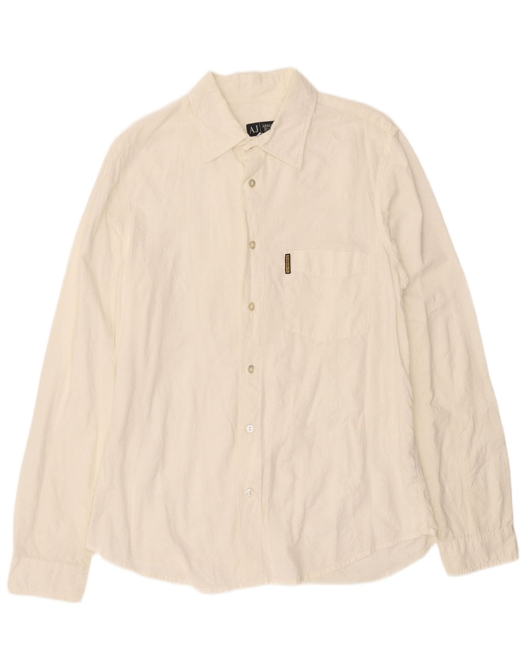 Cămașă pentru bărbați Armani Jeans, bumbac alb, mediu