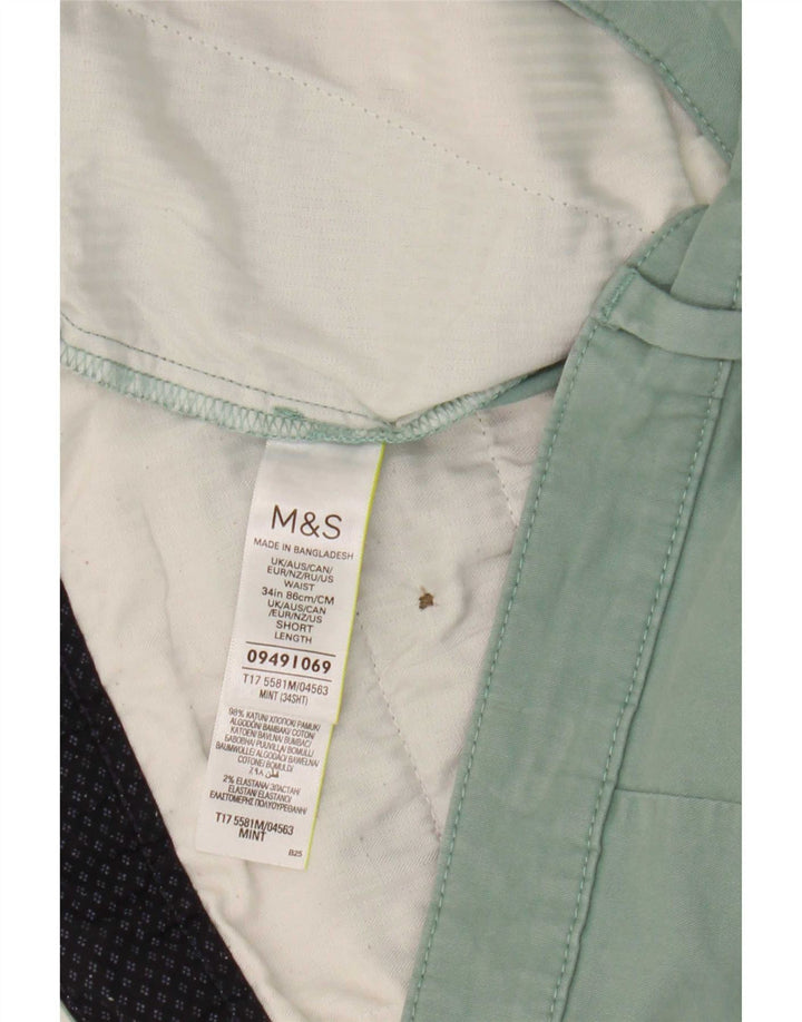 Pantaloni scurți chino pentru bărbați Marks & Spencer W34, bumbac verde mare
