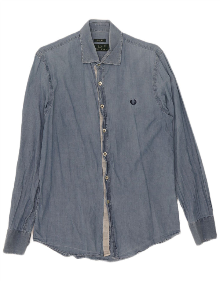 Cămașă pentru bărbați Fred Perry slim fit bumbac albastru mediu