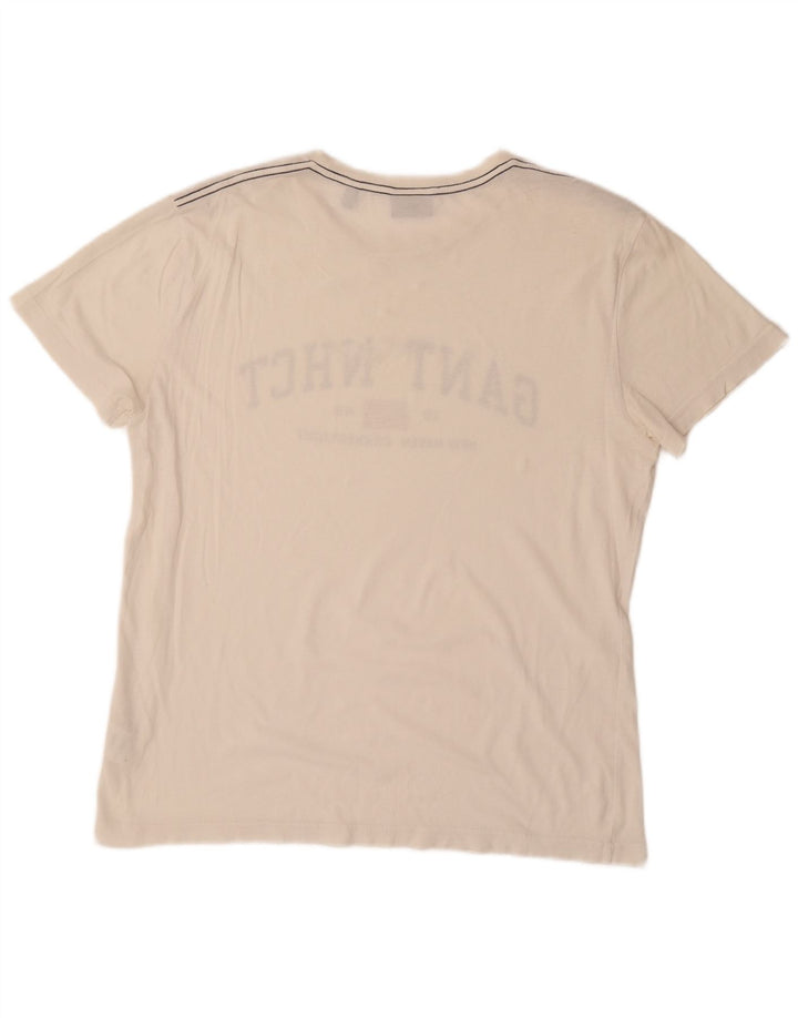 GANT Tricou grafic pentru bărbați Top mare din bumbac alb