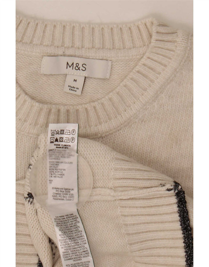 Pulover pentru femei Marks & Spencer cu decolteu triplu UK 14 Medium Off White