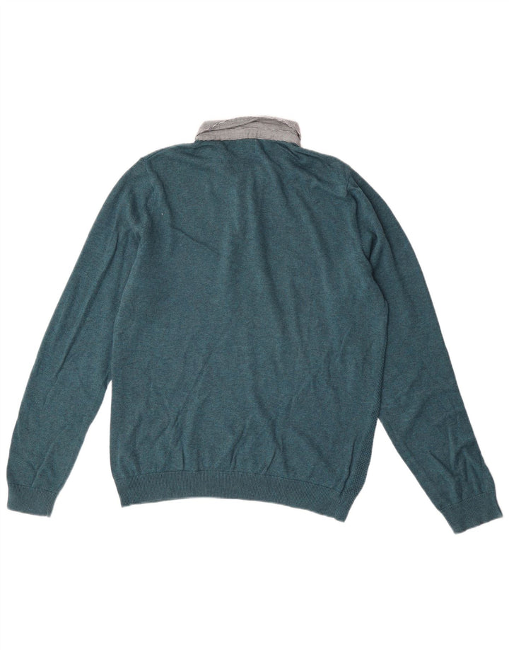 Pulover pentru bărbați Marks & Spencer, cu gât polo, verde mediu, color block