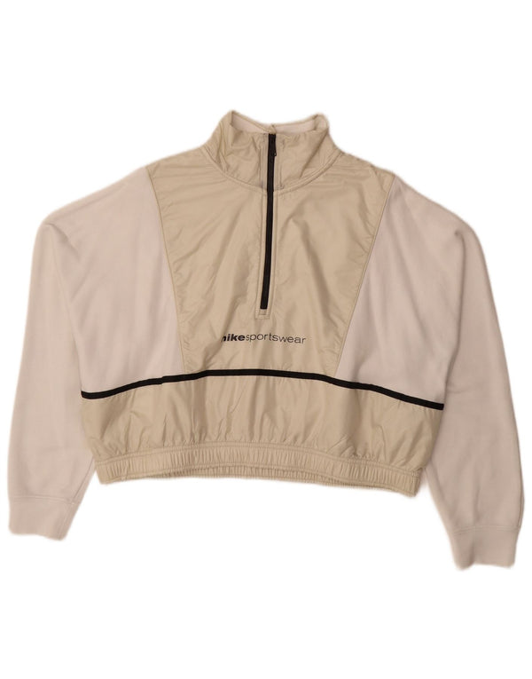 Pulover Nike Crop Graphic pentru femei UK 16, mare, alb, bloc de culoare