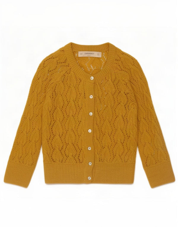 Pulover cardigan pentru femei Zara UK 10 Mic galben acrilic