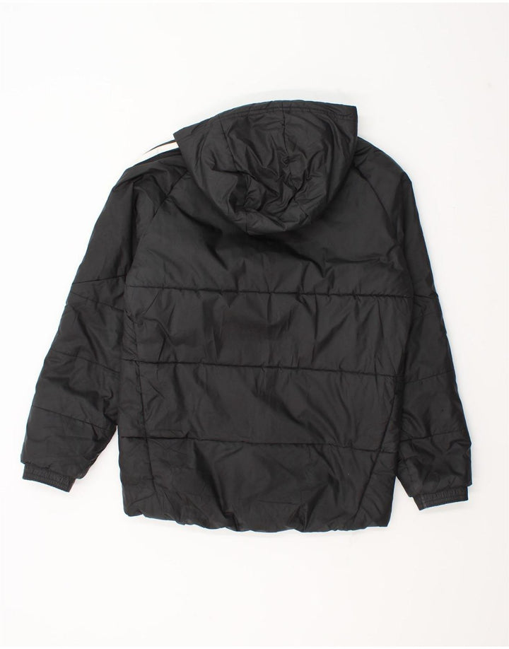 Jachetă căptușită cu glugă Adidas pentru băieți 11-12 ani, poliester negru