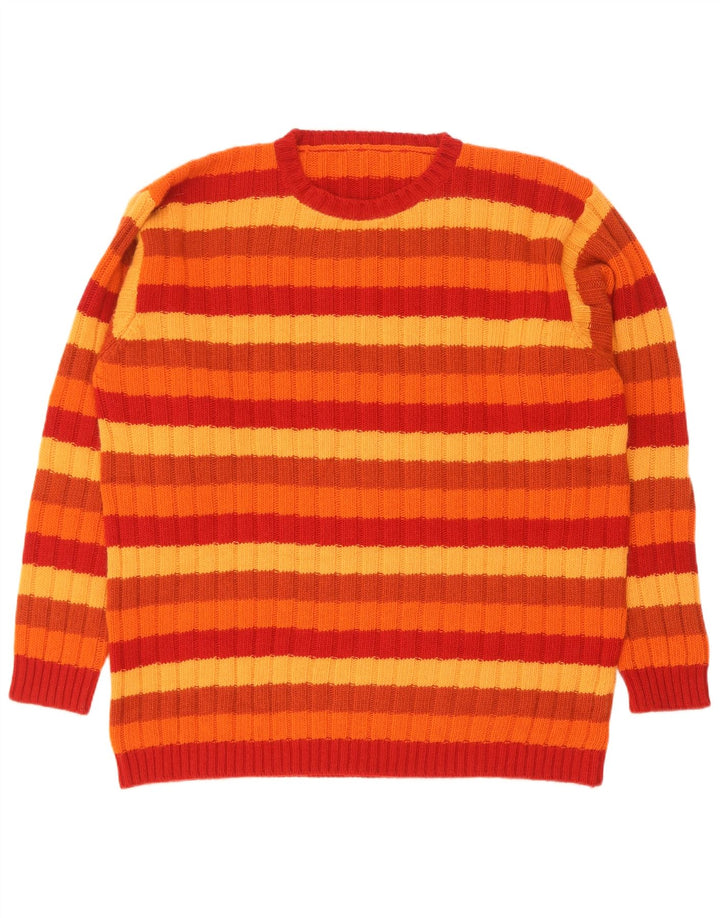 Pulover Vintage pentru bărbați cu gâtul turnat, mărimea 52, mare, cu dungi multicolore