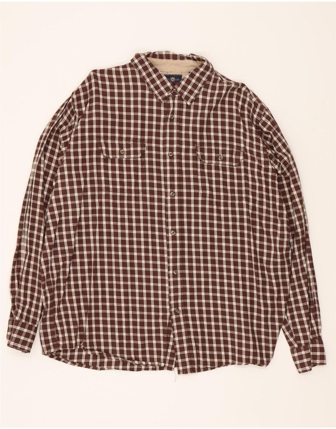 Cămașă de flanel pentru bărbați Wrangler XL, bumbac cu carouri maro