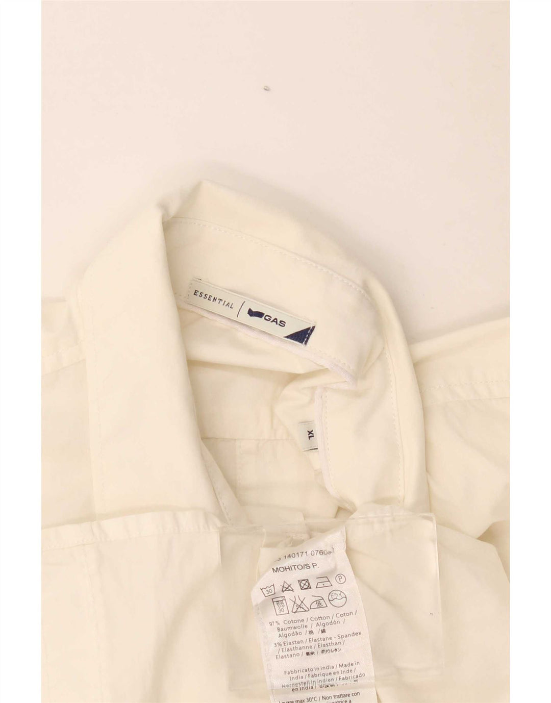 Gas Mens Short Sleeve Shirt XL White Cotton