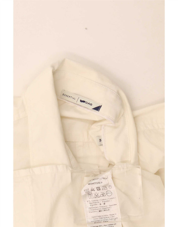 Gas Mens Short Sleeve Shirt XL White Cotton
