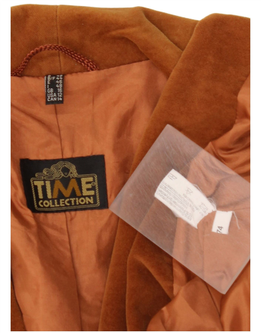 Jachetă pentru femei VINTAGE cu două pieptări, UK 16, mare, maro, bumbac