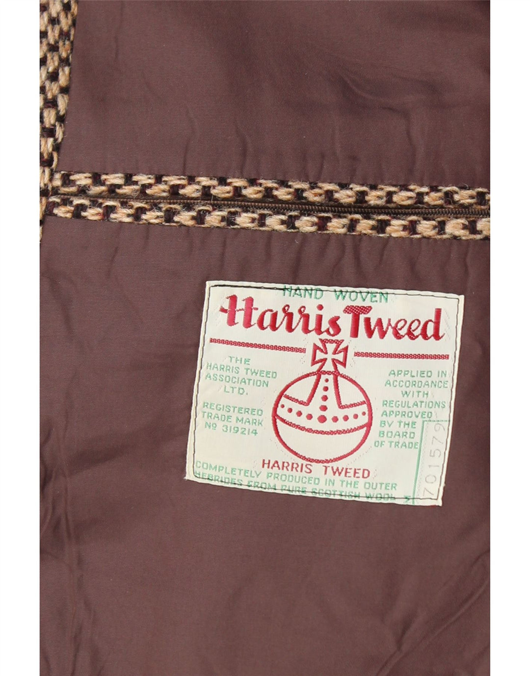 HARRIS TWEED Jachetă pentru bărbați cu 3 nasturi, UK 38, maro mediu, lână nouă