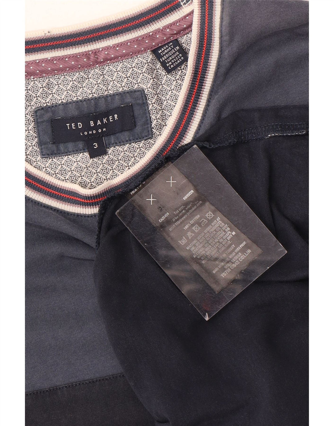 Tricou pentru bărbați Ted Baker Top Mărimea 3 Mediu Bleumarin Bumbac Colorblock
