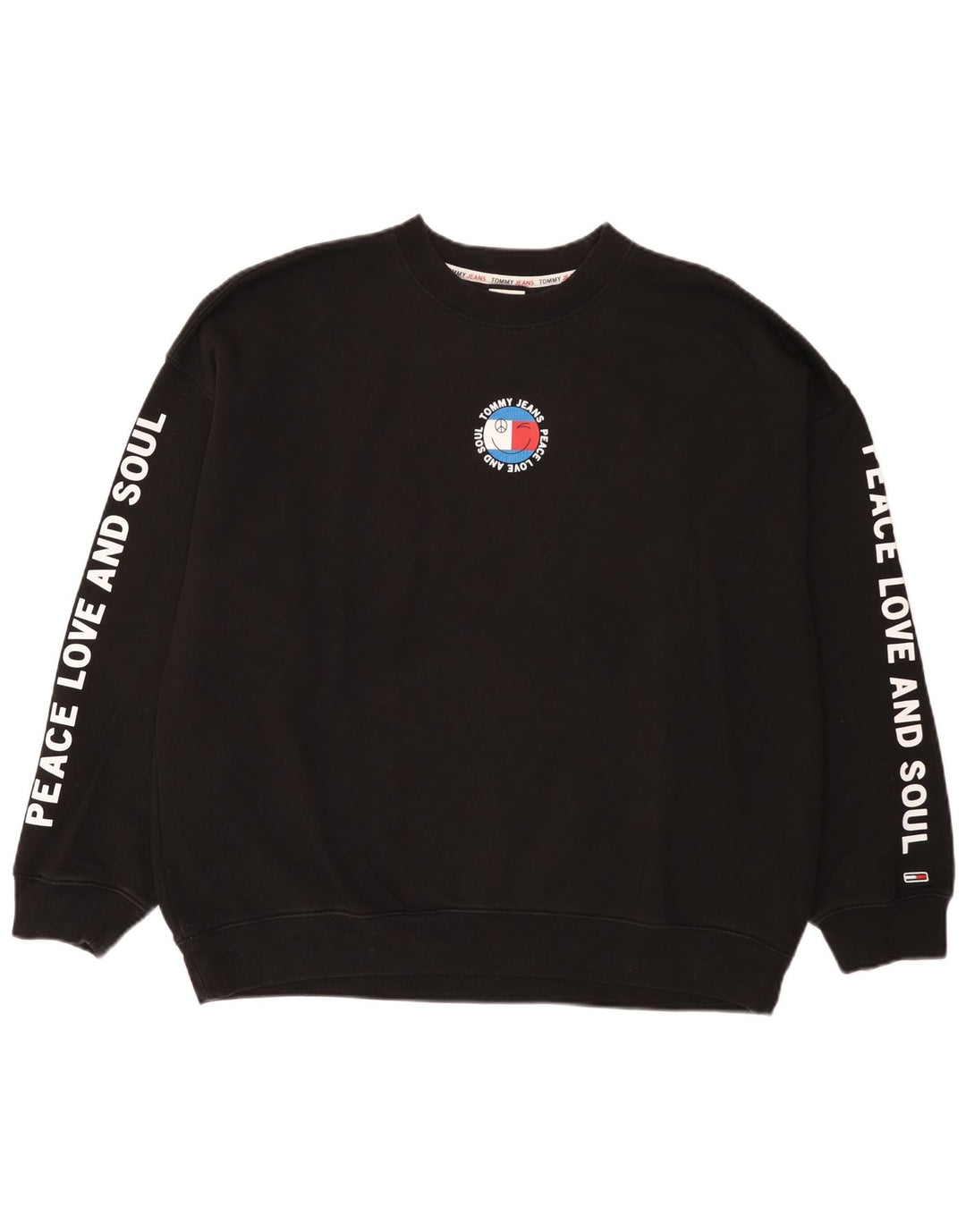Hanorac grafic pentru bărbați Tommy Hilfiger Pulover mare, negru, bumbac
