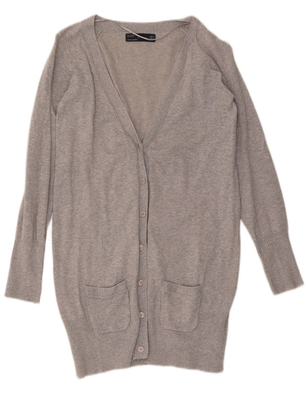 Pulover cardigan pentru femei Zara UK 12, bumbac cu pete gri mediu