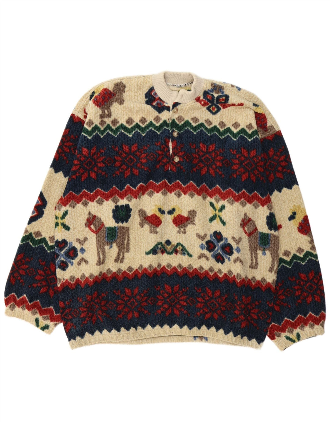 Fort & Madox Pulover pentru bărbați cu gât cu nasturi, XL, multicolor, noutate