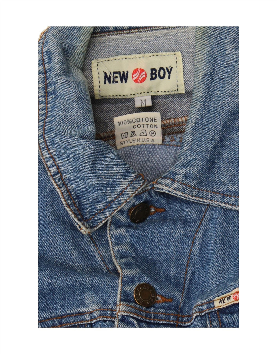 VINTAGE Boys Denim Jacket 14-15 Years Medium Blue Cotton Vintage Vintage and Second-Hand Vintage from Messina Hembry 