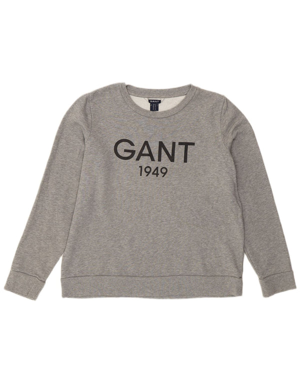 Pulover cu grafic pentru femei Gant UK 14, bumbac cu pete gri mediu